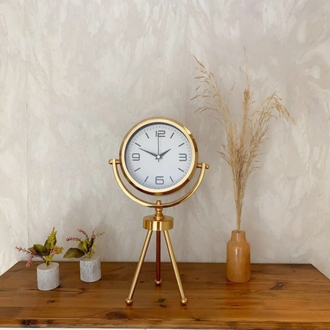 Gold Metal Mini Tripod Modern Masa Saati 45×26 cm
