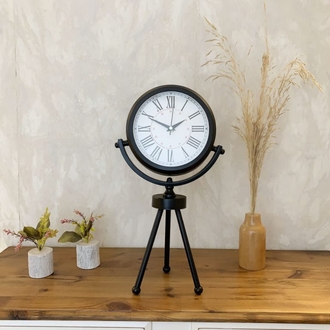 Siyah Metal Mini Tripod Modern Masa Saati 45×26 cm
