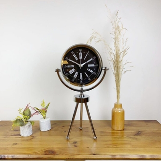 Krom Metal Mini Tripod Roma Rakamlı Masa Saati 45×26 cm