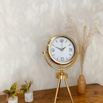 Gold Metal Mini Tripod Modern Masa Saati 45×26 cm