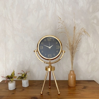Gold Metal Mini Tripod Siyah İnci Masa Saati 45×26 cm