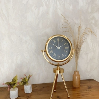 Gold Metal Mini Tripod Sade Masa Saati 45×26 cm