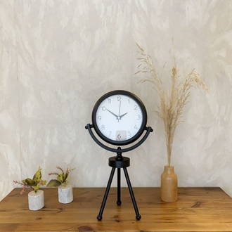 Siyah Metal Mini Tripod Zarif Masa Saati 45×26 cm