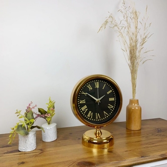 Gold Metal Sade Masa Saati 25×20 cm