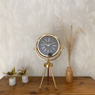 Gold Metal Mini Tripod Zarif Masa Saati 45×26 cm