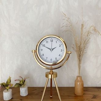 Gold Metal Mini Tripod Lüks Masa Saati 45×26 cm