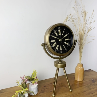 Eskitme Metal Mini Tripod Zarif Masa Saati 45×26 cm