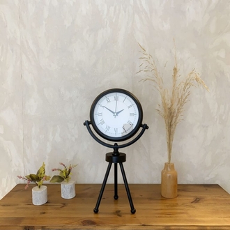 Siyah Metal Mini Tripod Retro Masa Saati 45×26 cm
