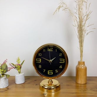 Gold Metal Siyah İnci Masa Saati 25×20 cm