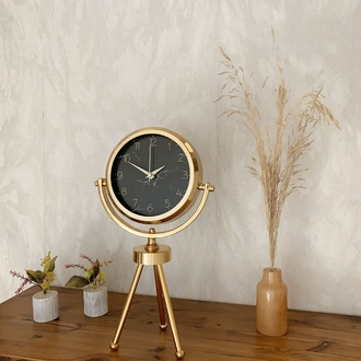 Gold Metal Mini Tripod Mermer İlhamı Masa Saati 45×26 cm