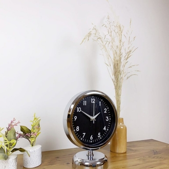 Krom Metal Gece Siyahı Masa Saati 25×20 cm