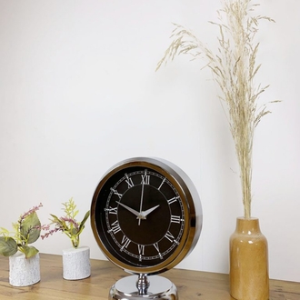 Krom Metal Siyah Retro Masa Saati 25×20 cm