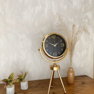 Gold Metal Mini Tripod Siyah İnci Masa Saati 45×26 cm