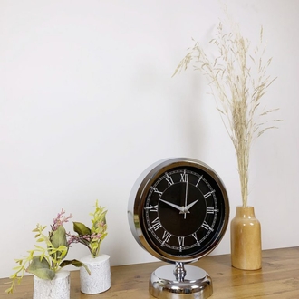 Krom Metal Siyah Retro Masa Saati 25×20 cm