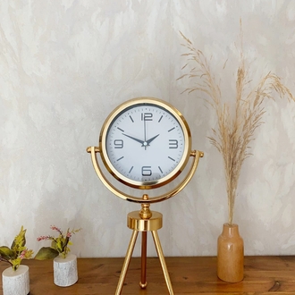 Gold Metal Mini Tripod Modern Masa Saati 45×26 cm