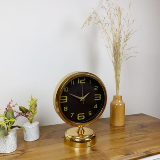 Gold Metal Siyah İnci Masa Saati 25×20 cm