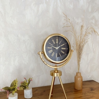 Gold Metal Mini Tripod Zarif Masa Saati 45×26 cm
