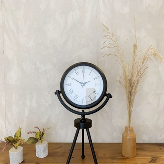 Siyah Metal Mini Tripod Retro Masa Saati 45×26 cm