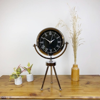 Krom Metal Mini Tripod Siyah Retro Masa Saati 45×26 cm