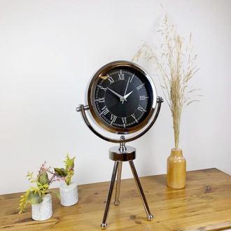 Krom Metal Mini Tripod Siyah Retro Masa Saati 45×26 cm