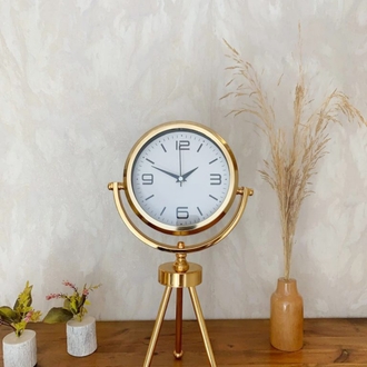 Gold Metal Mini Tripod Modern Masa Saati 45×26 cm