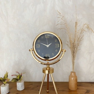 Gold Metal Mini Tripod Siyah İnci Masa Saati 45×26 cm