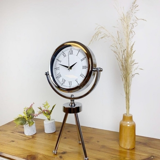 Krom Metal Mini Tripod Retro Masa Saati 45×26 cm