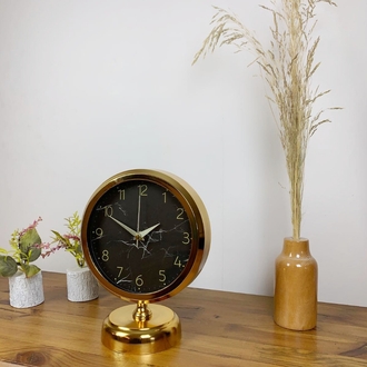 Gold Metal Mermer İlhamı Masa Saati 25×20 cm