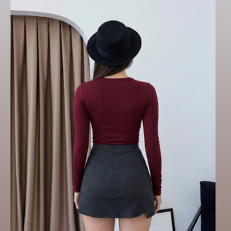 PARMAK DETAYLI BLUZ (bordo)