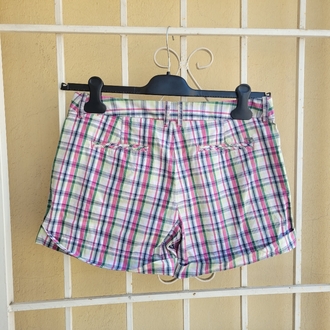 Pink and green plaid shorts