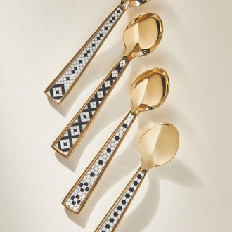 Anthropologie Bistro Tile 4'lü Gold Kaşık Seti 