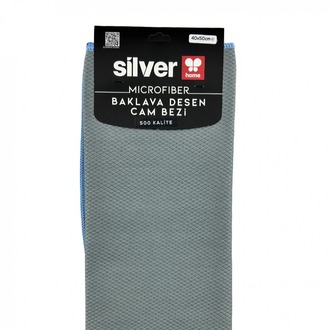 Silver Home 500 gsm 40x50 cm Double Face Baklava Desen Cam Bezi/Gri -Kartela