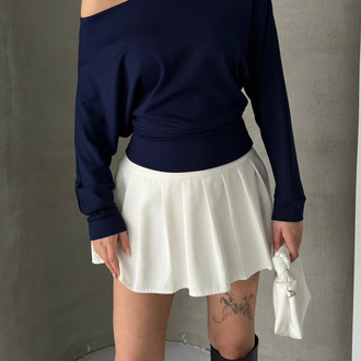 Lacivert omuzu açık crop