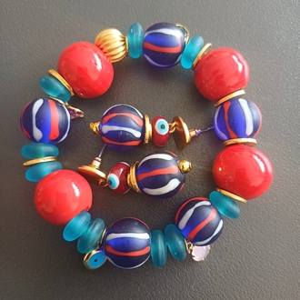 krobo bonbon bileklik ve küpe set