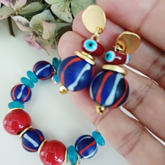 krobo bonbon bileklik ve küpe set