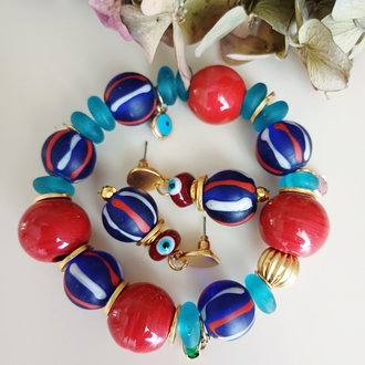 krobo bonbon bileklik ve küpe set