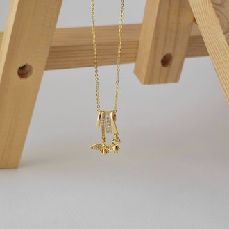 14k altın kaplama figürlü ve zirkon taşlı kolyeler