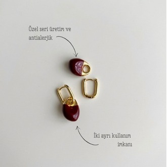 Bordo Damla Küpe