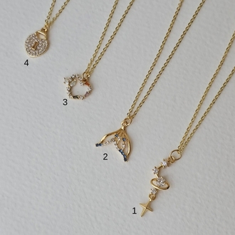 14 k altın kaplama, zirkon taşlı kolyeler