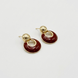 Bordo Top Detaylı Küpe