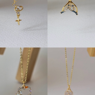 14 k altın kaplama, zirkon taşlı kolyeler