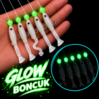 ea genset Silikon Balıklı Çapari 3.5 Cm (2 Adet) Silikon At Çek Takımı Beyaz Glow Boncuklu