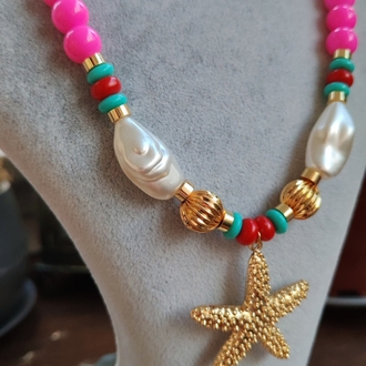 Marine Tema Pembe Kolye