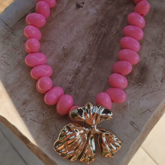 Pembe Çiçek Kolye