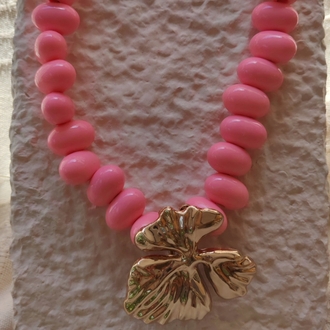 Pembe Çiçek Kolye