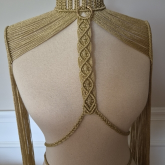 Gold Makrome Omuzluk Seti