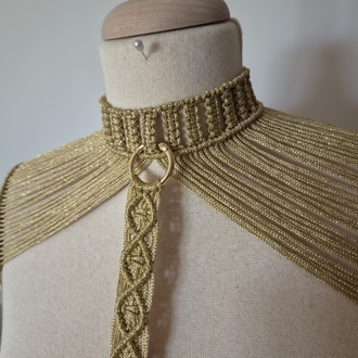 Gold Makrome Omuzluk Seti