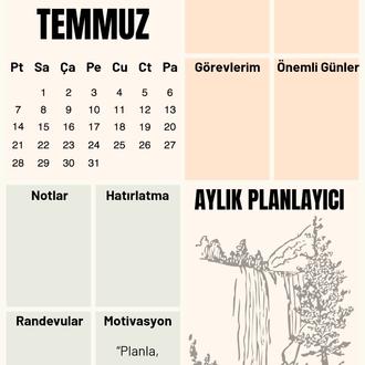 Dijital Aylık Planlayıcı –  PDF Format