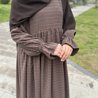 ÇİZGİLİ KETEN ELBİSE  
