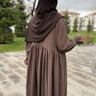 ÇİZGİLİ KETEN ELBİSE  